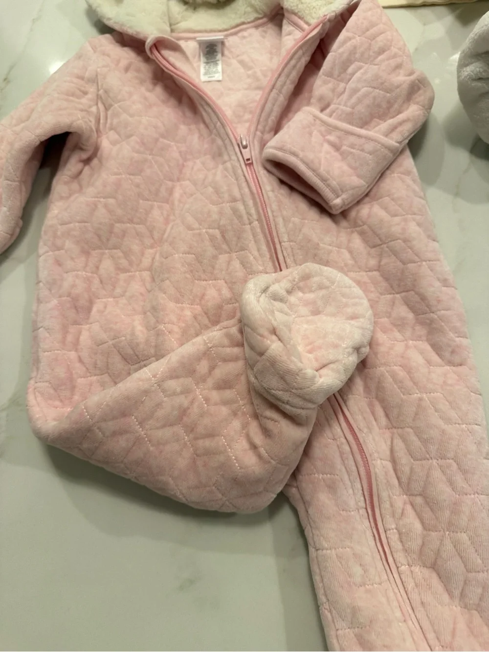 Nordstrom Pink Quilted Hooded Footed One-Piece
